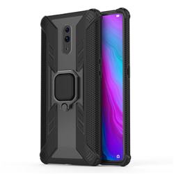 Predator Armor Metal Ring Grip Shockproof Dual Layer Rugged Hard Cover for Oppo Reno - Black