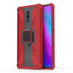 Predator Armor Metal Ring Grip Shockproof Dual Layer Rugged Hard Cover for Oppo Reno - Red