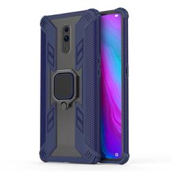 Predator Armor Metal Ring Grip Shockproof Dual Layer Rugged Hard Cover for Oppo Reno - Blue