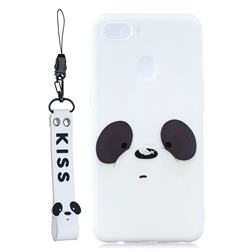 White Feather Panda Soft Kiss Candy Hand Strap Silicone Case for Oppo Realme 2