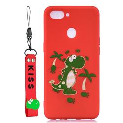 Red Dinosaur Soft Kiss Candy Hand Strap Silicone Case for Oppo Realme 2