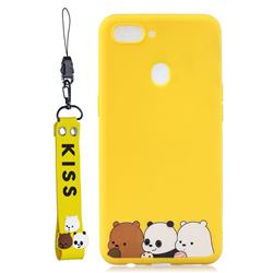 Yellow Bear Family Soft Kiss Candy Hand Strap Silicone Case for Oppo Realme 2
