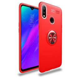 Auto Focus Invisible Ring Holder Soft Phone Case for Oppo Realme 3 - Red