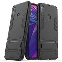 Armor Premium Tactical Grip Kickstand Shockproof Dual Layer Rugged Hard Cover for Oppo Realme 3 - Black