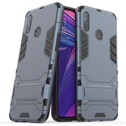 Armor Premium Tactical Grip Kickstand Shockproof Dual Layer Rugged Hard Cover for Oppo Realme 3 - Navy