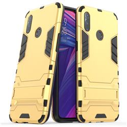 Armor Premium Tactical Grip Kickstand Shockproof Dual Layer Rugged Hard Cover for Oppo Realme 3 - Golden