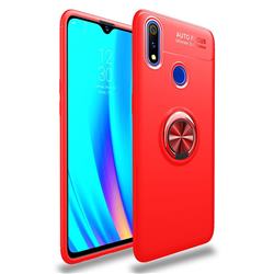 Auto Focus Invisible Ring Holder Soft Phone Case for Oppo Realme 3 Pro - Red