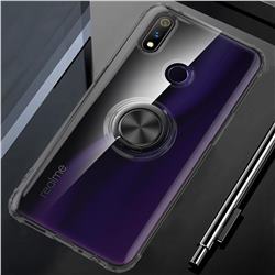Anti-fall Invisible Press Bounce Ring Holder Phone Cover for Oppo Realme 3 Pro - Elegant Black