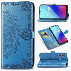Embossing Imprint Mandala Flower Leather Wallet Case for Oppo Realme C3 - Blue