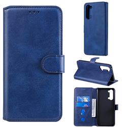 Retro Calf Matte Leather Wallet Phone Case for Oppo Reno 3 - Blue
