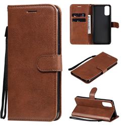 Retro Greek Classic Smooth PU Leather Wallet Phone Case for Oppo Reno4 5G - Brown