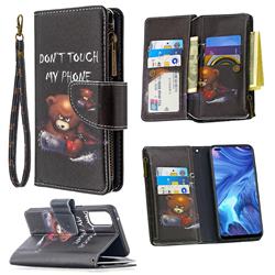 Chainsaw Bear Binfen Color BF03 Retro Zipper Leather Wallet Phone Case for Oppo Reno4 5G