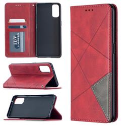 Prismatic Slim Magnetic Sucking Stitching Wallet Flip Cover for Oppo Reno4 5G - Red