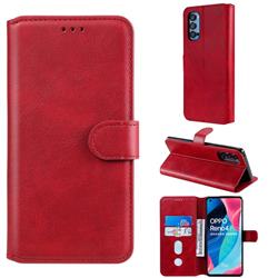 Retro Calf Matte Leather Wallet Phone Case for Oppo Reno4 Pro 5G - Red