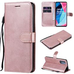 Retro Greek Classic Smooth PU Leather Wallet Phone Case for Oppo Reno4 Pro 5G - Rose Gold