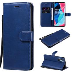 Retro Greek Classic Smooth PU Leather Wallet Phone Case for Oppo Reno4 Pro 5G - Blue