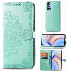 Embossing Imprint Mandala Flower Leather Wallet Case for Oppo Reno4 Pro 5G - Green