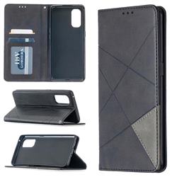 Prismatic Slim Magnetic Sucking Stitching Wallet Flip Cover for Oppo Reno4 Pro 5G - Black