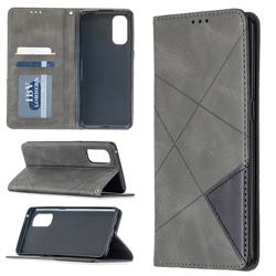 Prismatic Slim Magnetic Sucking Stitching Wallet Flip Cover for Oppo Reno4 Pro 5G - Gray