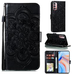 Intricate Embossing Datura Solar Leather Wallet Case for Oppo Reno4 Pro 5G - Black