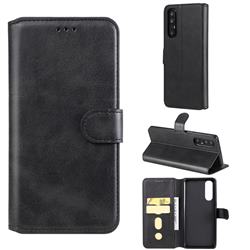 Retro Calf Matte Leather Wallet Phone Case for Oppo Reno 3 Pro - Black