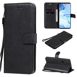 Retro Greek Classic Smooth PU Leather Wallet Phone Case for Oppo Reno 3 Pro 5G - Black