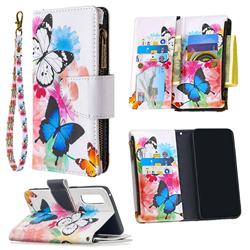 Vivid Flying Butterflies Binfen Color BF03 Retro Zipper Leather Wallet Phone Case for Oppo Reno 3 Pro 5G
