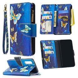 Golden Butterflies Binfen Color BF03 Retro Zipper Leather Wallet Phone Case for Oppo Reno 3 Pro 5G