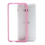 Matte Plastic Back Cover with TPU Bumper for HTC One M7 801e - Transparent / Pink