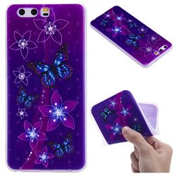 Butterfly Flowers 3D Relief Matte Soft TPU Back Cover for Huawei P10