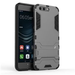 Armor Premium Tactical Grip Kickstand Shockproof Dual Layer Rugged Hard Cover for Huawei P10 - Gray