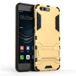 Armor Premium Tactical Grip Kickstand Shockproof Dual Layer Rugged Hard Cover for Huawei P10 - Golden