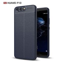 Luxury Auto Focus Litchi Texture Silicone TPU Back Cover for Huawei P10 - Dark Blue