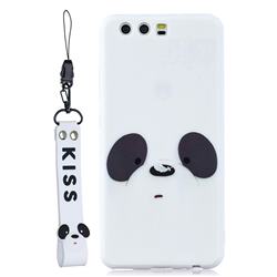 White Feather Panda Soft Kiss Candy Hand Strap Silicone Case for Huawei P10