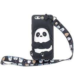 Cute Panda Neck Lanyard Zipper Wallet Silicone Case for Huawei P10