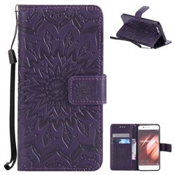 Embossing Sunflower Leather Wallet Case for Huawei P10 - Purple