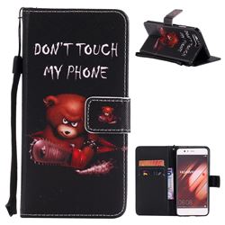 Angry Bear PU Leather Wallet Case for Huawei P10