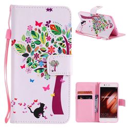 Cat and Tree PU Leather Wallet Case for Huawei P10