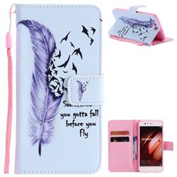 Feather Birds PU Leather Wallet Case for Huawei P10