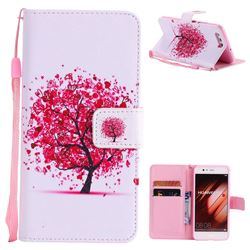 Colored Red Tree PU Leather Wallet Case for Huawei P10