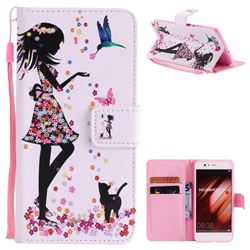 Petals and Cats PU Leather Wallet Case for Huawei P10