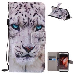 White Leopard PU Leather Wallet Case for Huawei P10