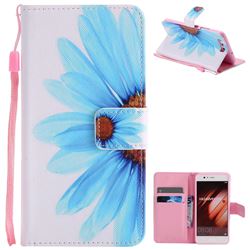 Blue Sunflower PU Leather Wallet Case for Huawei P10