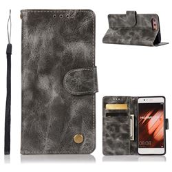 Luxury Retro Leather Wallet Case for Huawei P10 - Gray