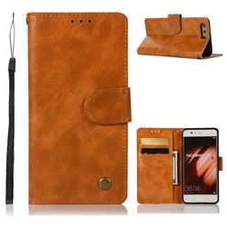 Luxury Retro Leather Wallet Case for Huawei P10 - Golden