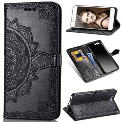 Embossing Imprint Mandala Flower Leather Wallet Case for Huawei P10 - Black