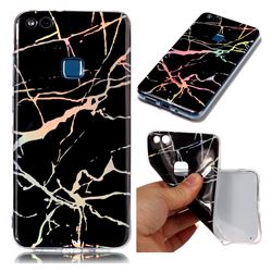 Color Plating Marble Pattern Soft TPU Case for Huawei P10 Lite P10Lite - Black