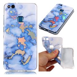 Color Plating Marble Pattern Soft TPU Case for Huawei P10 Lite P10Lite - Blue