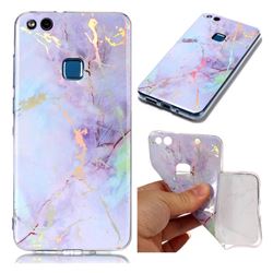 Color Plating Marble Pattern Soft TPU Case for Huawei P10 Lite P10Lite - Purple