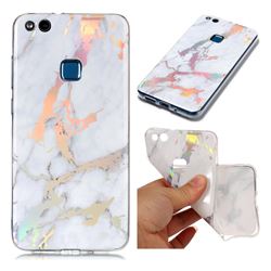 Color Plating Marble Pattern Soft TPU Case for Huawei P10 Lite P10Lite - White